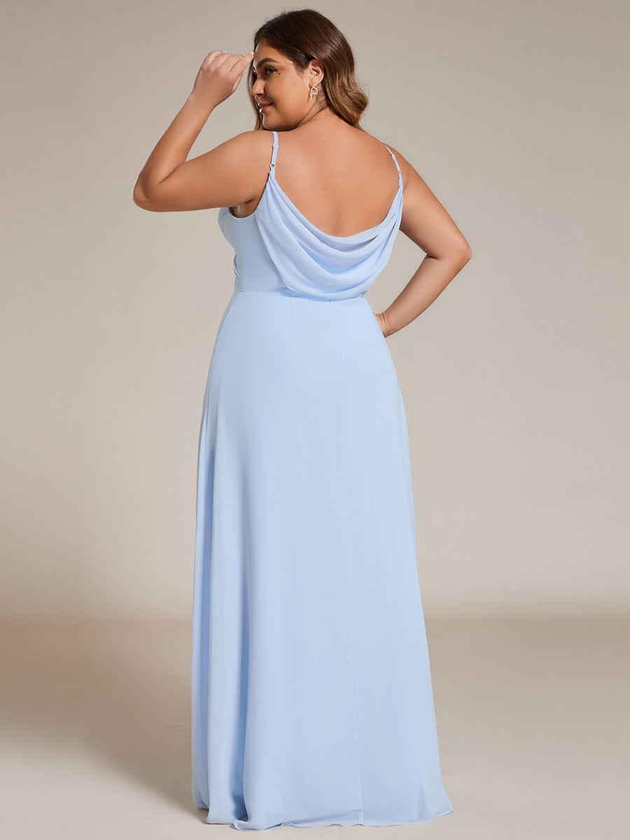 Taille personnalisée Robe demoiselle d'honneur drapée au dos décolleté en cœur #Couleur_Bleu Glace