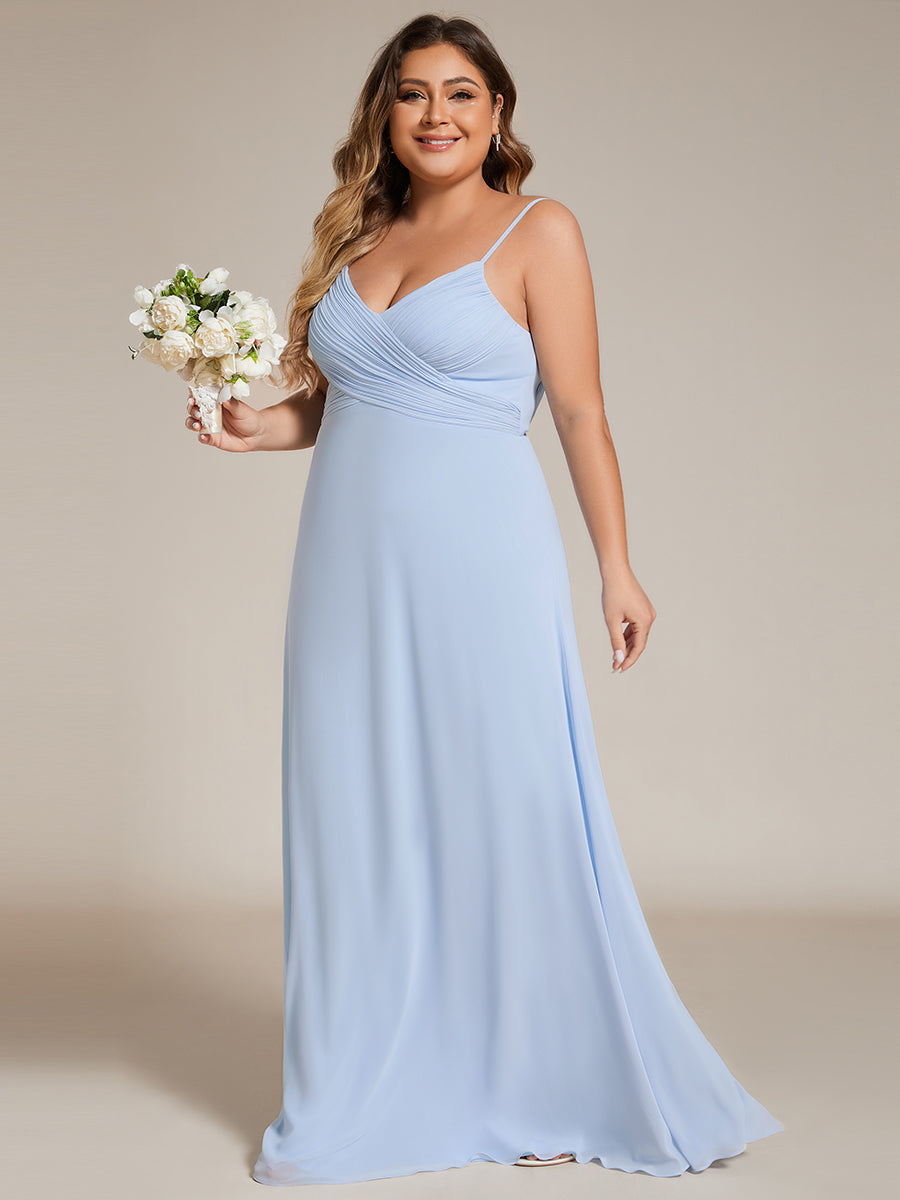 Taille personnalisée Robe demoiselle d'honneur drapée au dos décolleté en cœur #Couleur_Bleu Glace