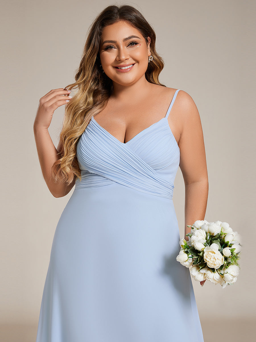 Taille personnalisée Robe demoiselle d'honneur drapée au dos décolleté en cœur #Couleur_Bleu Glace