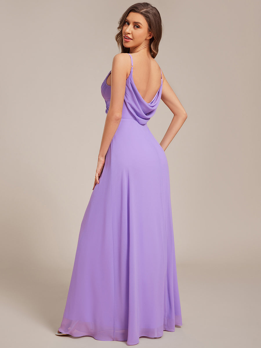 Robe de demoiselle d'honneur drapée au dos avec décolleté en cœur #Couleur_Lavande
