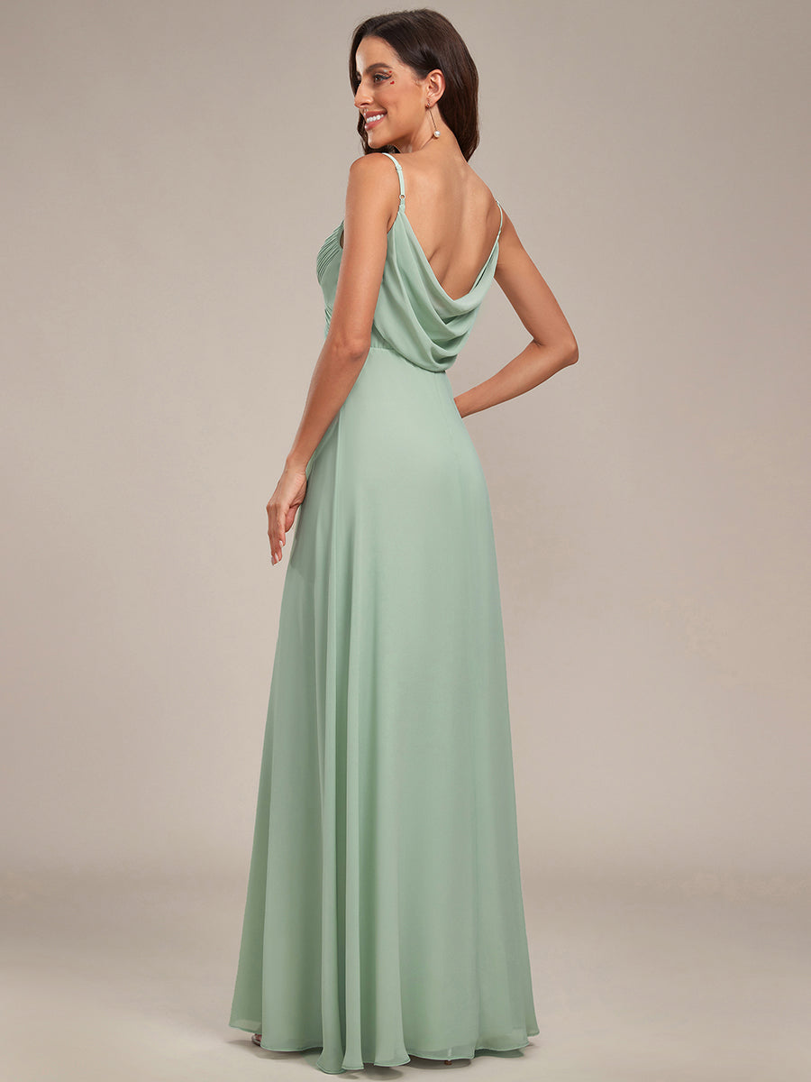 Robe de demoiselle d'honneur drapée au dos avec décolleté en cœur #Couleur_Menthe Verte