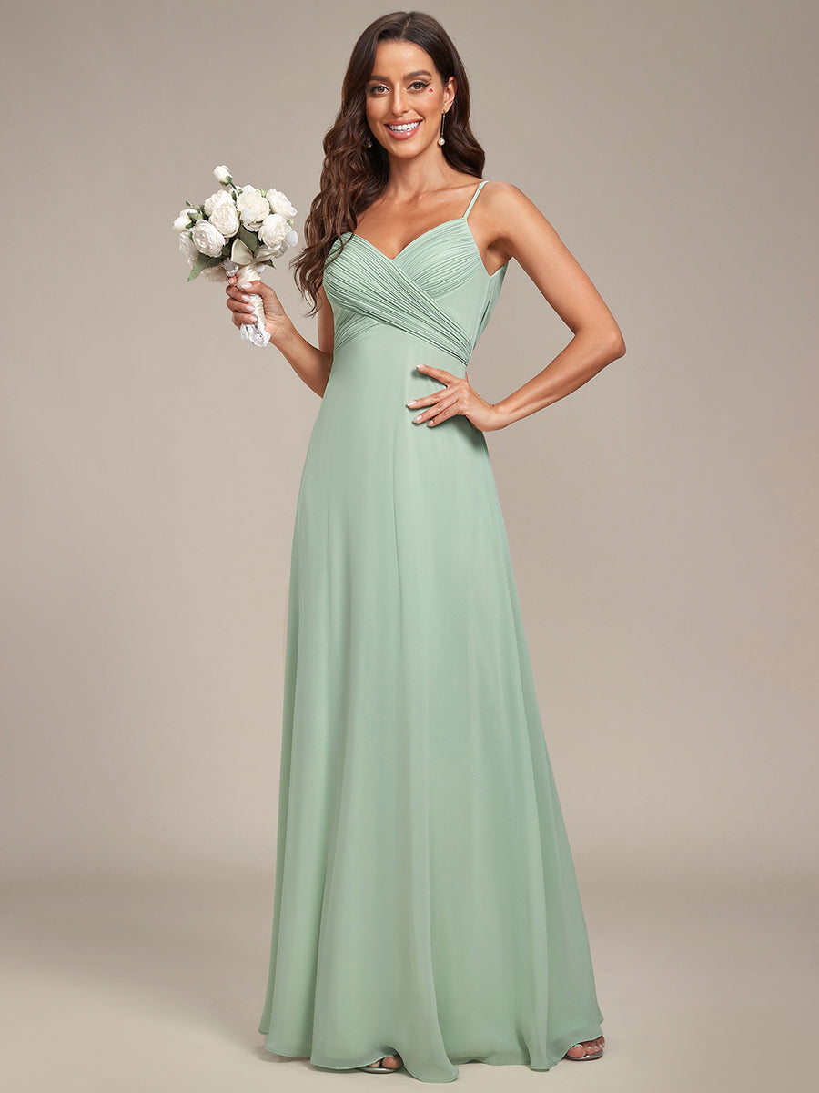Robe de demoiselle d'honneur drapée au dos avec décolleté en cœur #Couleur_Menthe Verte