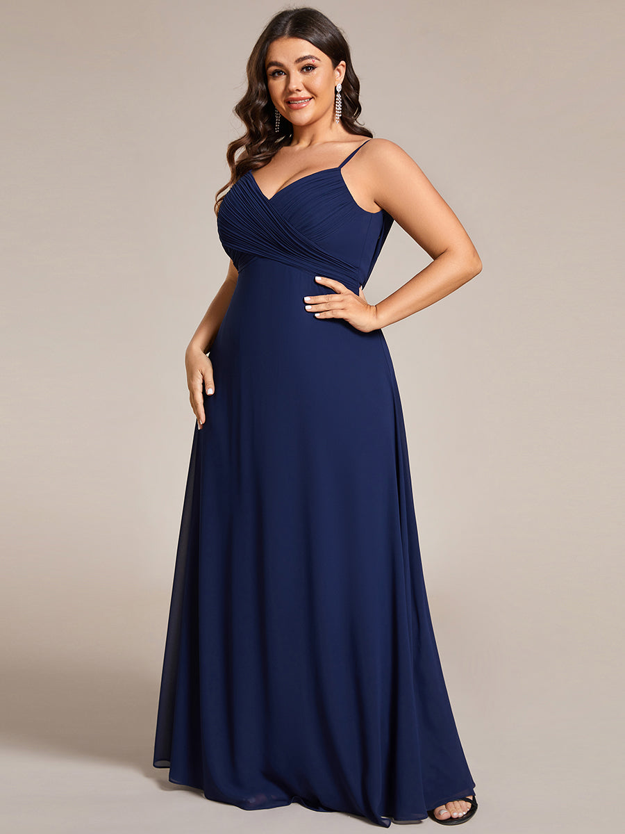 Robe de demoiselle d'honneur drapée au dos avec décolleté en cœur #Couleur_Bleu Marine