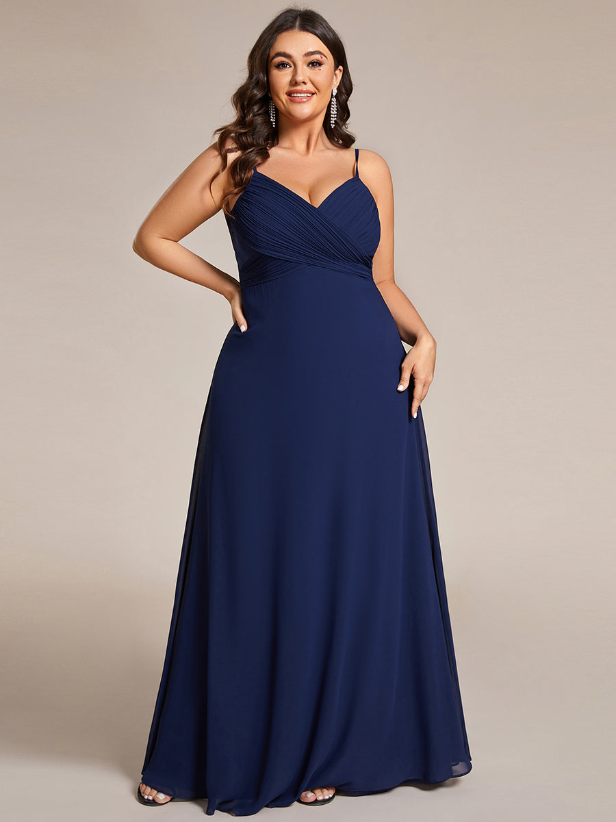 Robe de demoiselle d'honneur drapée au dos avec décolleté en cœur #Couleur_Bleu Marine