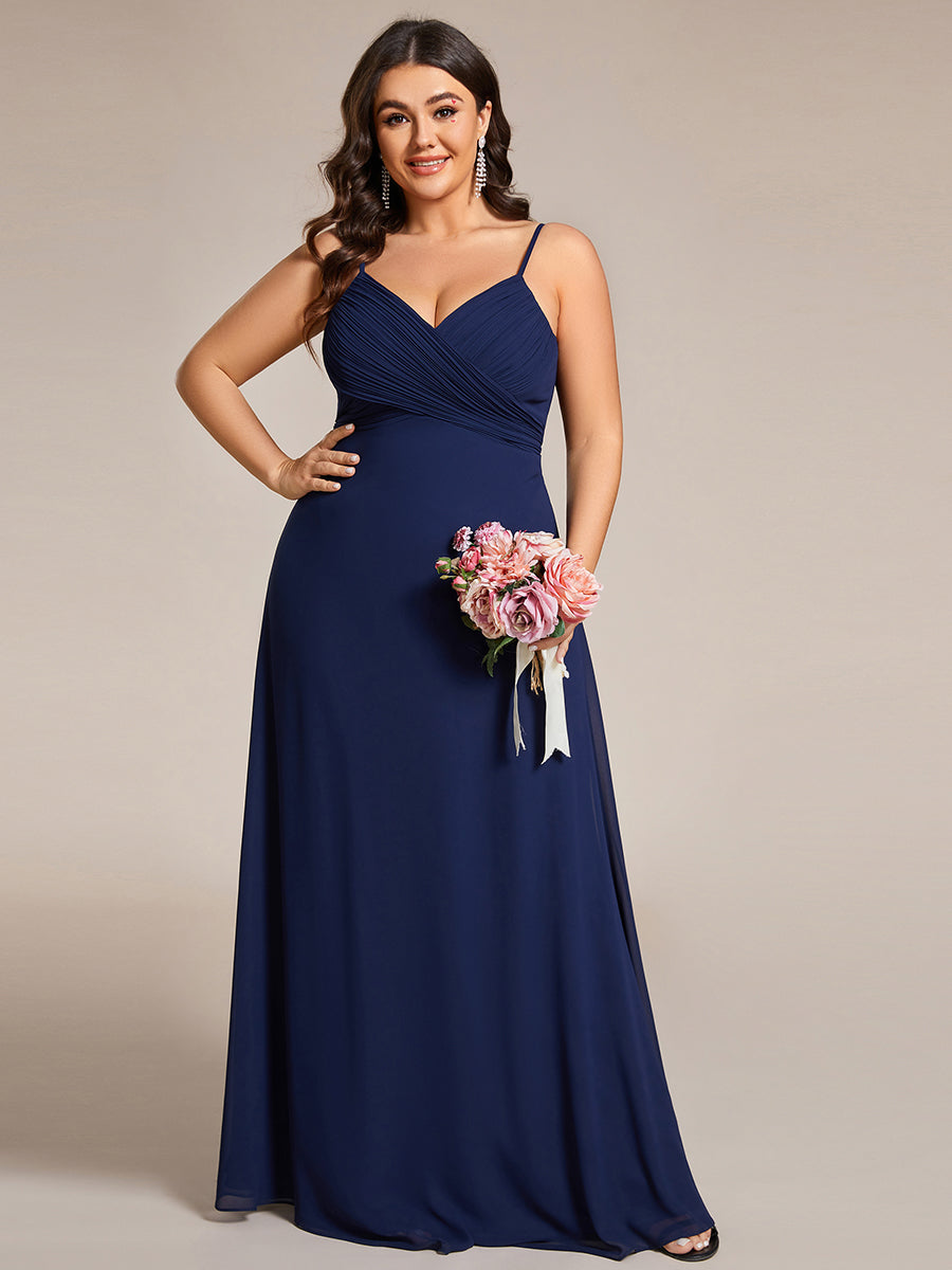 Robe de demoiselle d'honneur drapée au dos avec décolleté en cœur #Couleur_Bleu Marine
