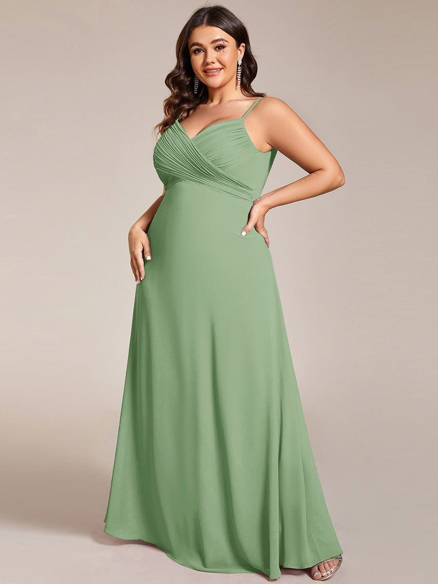 Robe de demoiselle d'honneur drapée au dos avec décolleté en cœur #Couleur_Vert Sauge