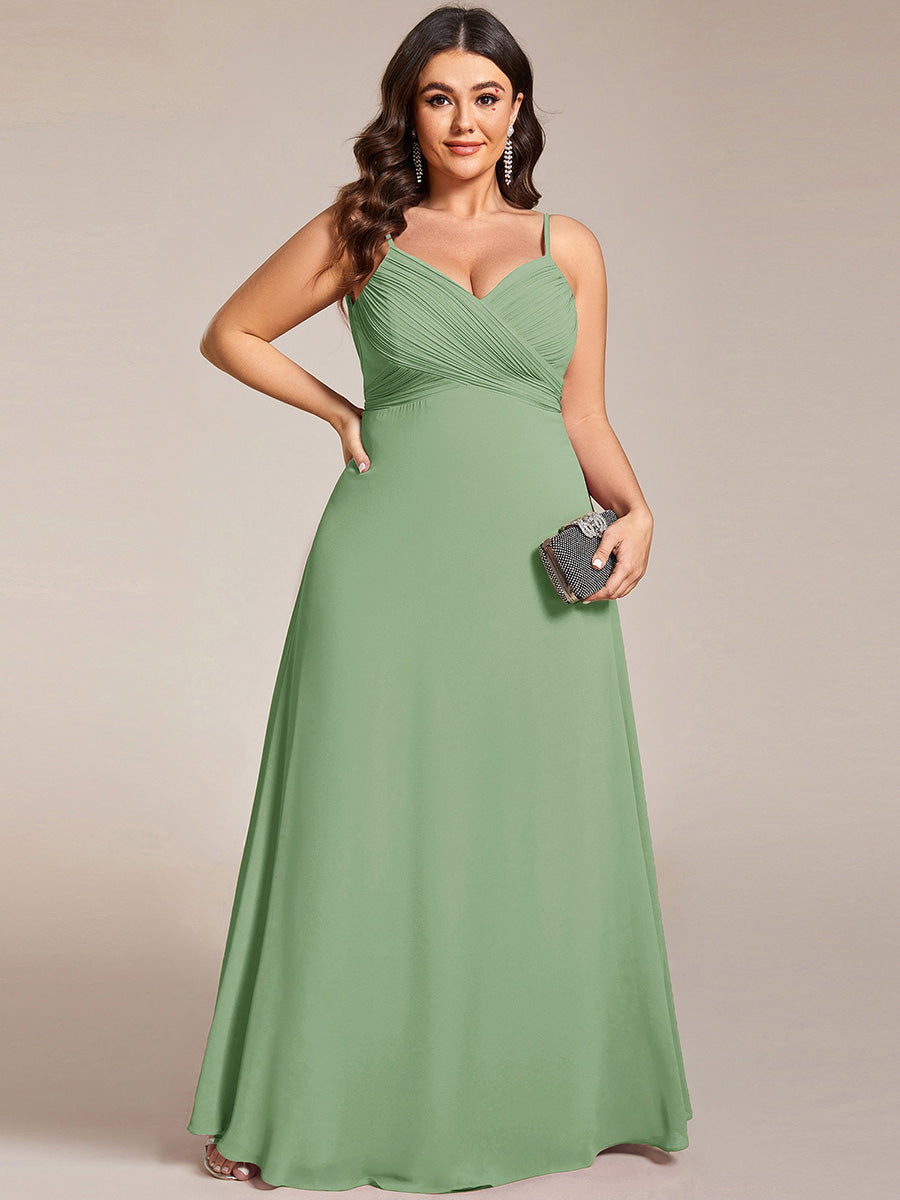 Robe de demoiselle d'honneur drapée au dos avec décolleté en cœur #Couleur_Vert Sauge