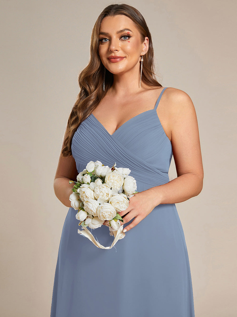 Robe de demoiselle d'honneur drapée au dos avec décolleté en cœur #Couleur_Bleu Ardoise