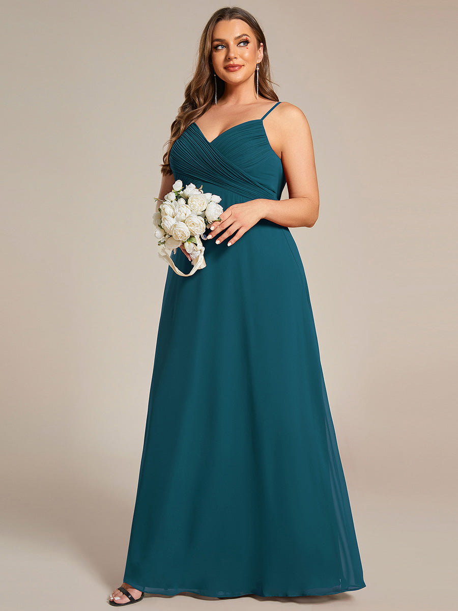 Robe de demoiselle d'honneur drapée au dos avec décolleté en cœur #Couleur_Bleu Sarcelle