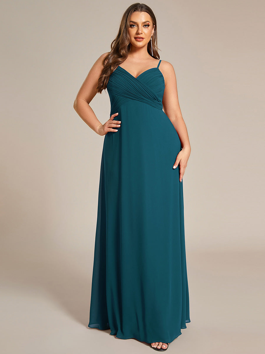 Robe de demoiselle d'honneur drapée au dos avec décolleté en cœur #Couleur_Bleu Sarcelle