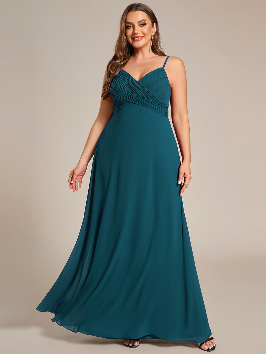 Robe de demoiselle d'honneur drapée au dos avec décolleté en cœur #Couleur_Bleu Sarcelle