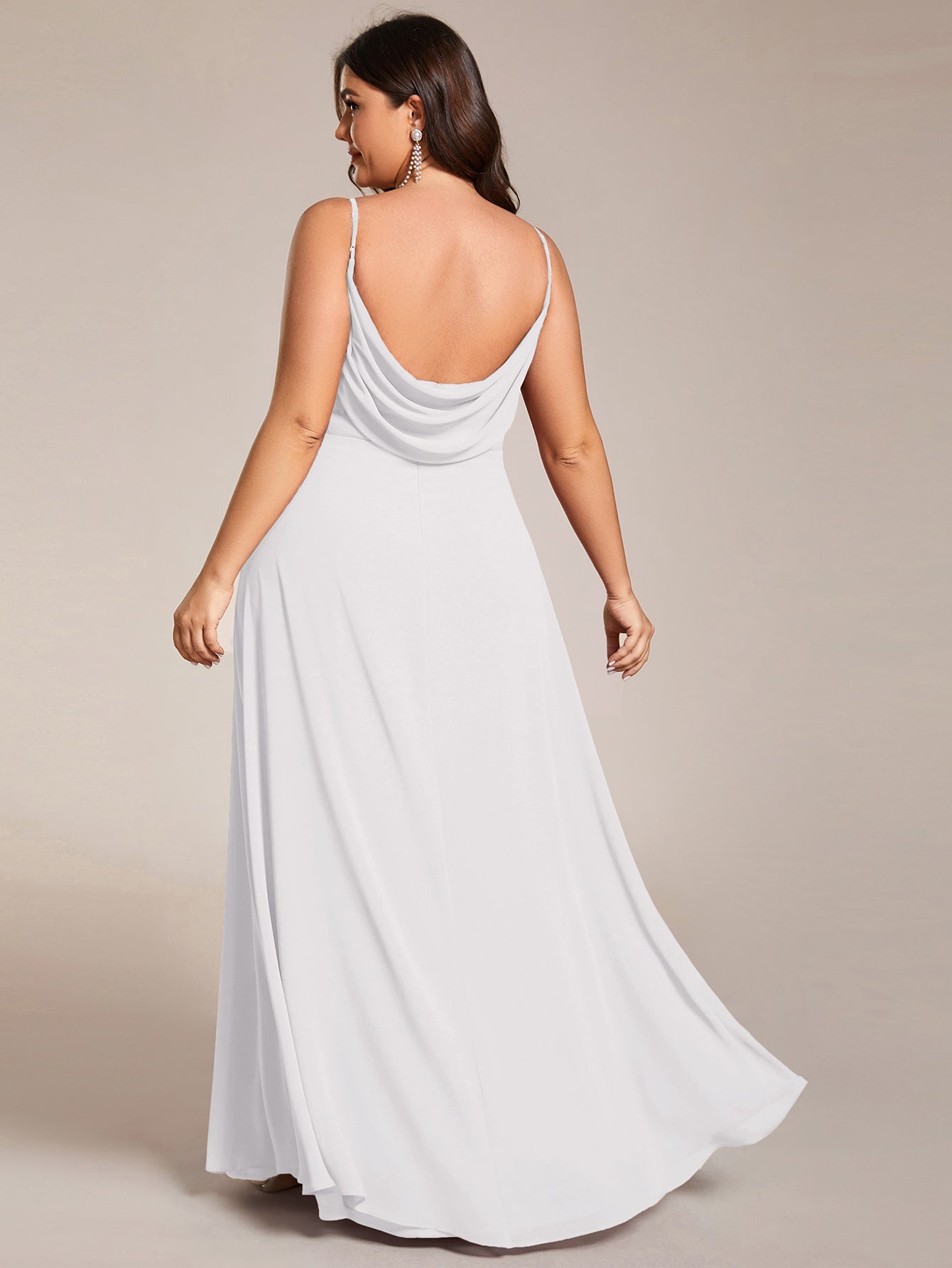 Robe de demoiselle d'honneur drapée au dos avec décolleté en cœur #Couleur_Blanc