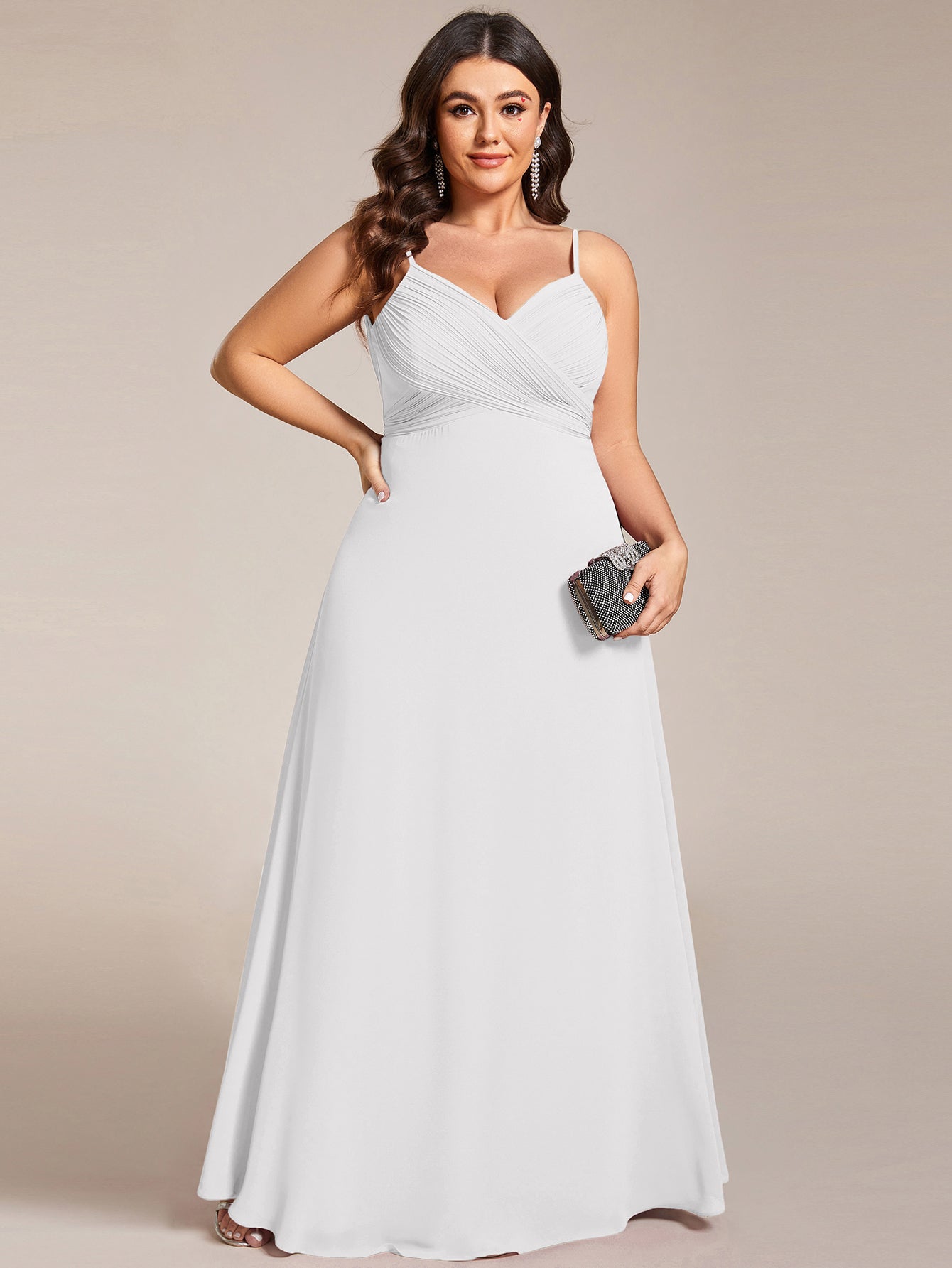 Robe de demoiselle d'honneur drapée au dos avec décolleté en cœur #Couleur_Blanc
