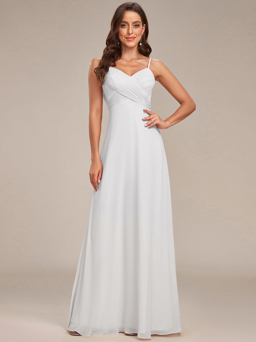 Robe de demoiselle d'honneur drapée au dos avec décolleté en cœur #Couleur_Blanc