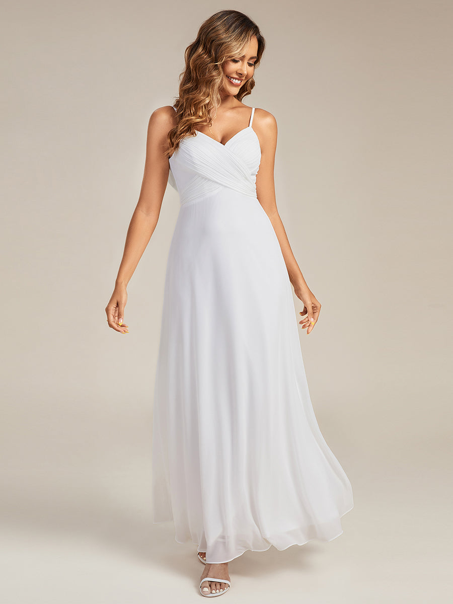Robe de demoiselle d'honneur drapée au dos avec décolleté en cœur #Couleur_Blanc