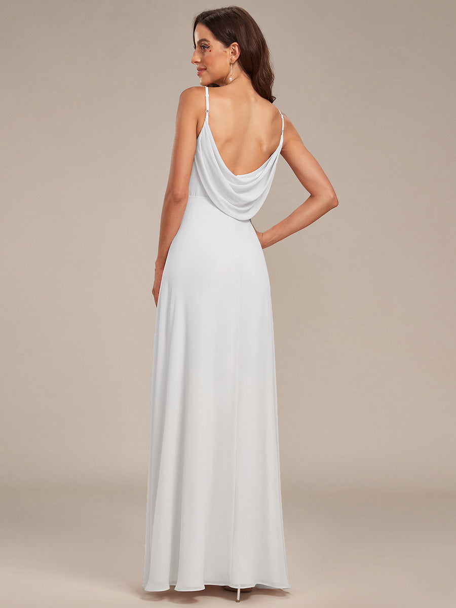Robe de demoiselle d'honneur drapée au dos avec décolleté en cœur #Couleur_Blanc