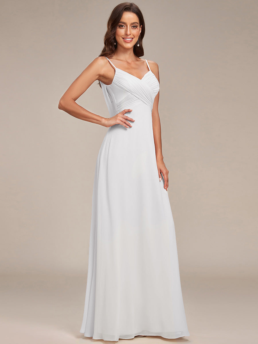 Robe de demoiselle d'honneur drapée au dos avec décolleté en cœur #Couleur_Blanc