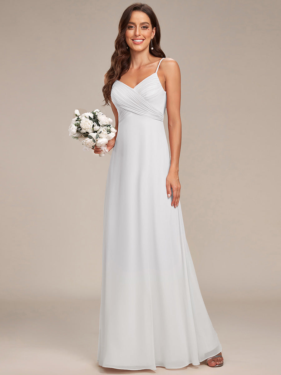Robe de demoiselle d'honneur drapée au dos avec décolleté en cœur #Couleur_Blanc