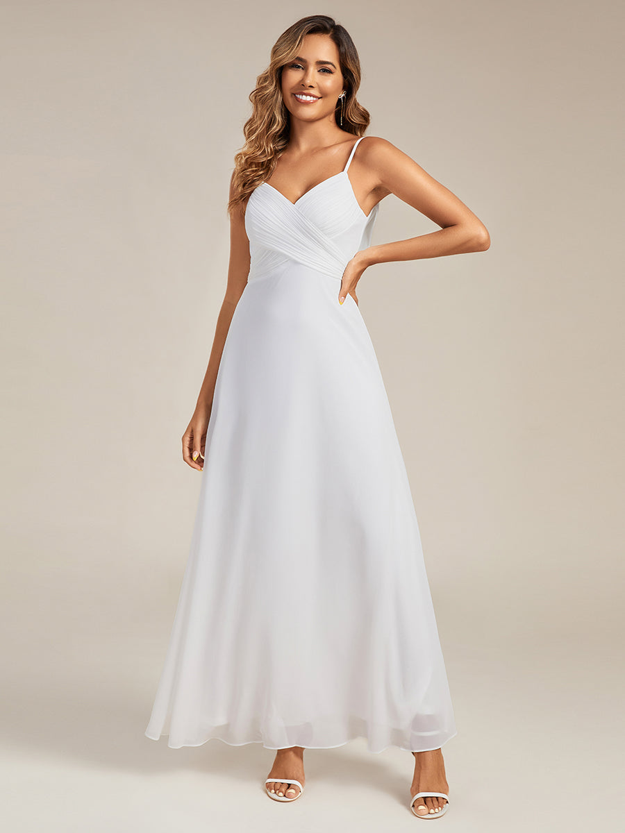 Robe de demoiselle d'honneur drapée au dos avec décolleté en cœur #Couleur_Blanc