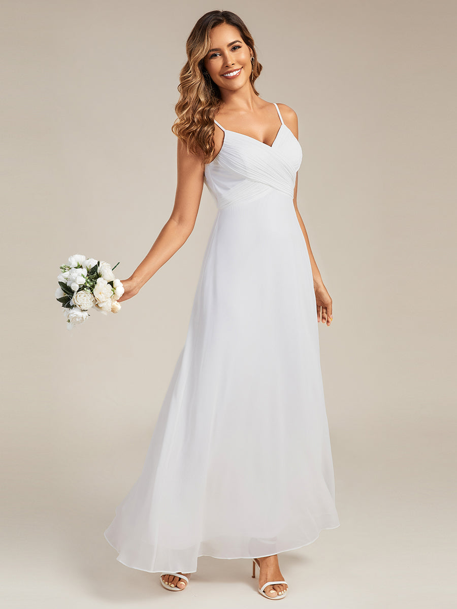 Robe de demoiselle d'honneur drapée au dos avec décolleté en cœur #Couleur_Blanc