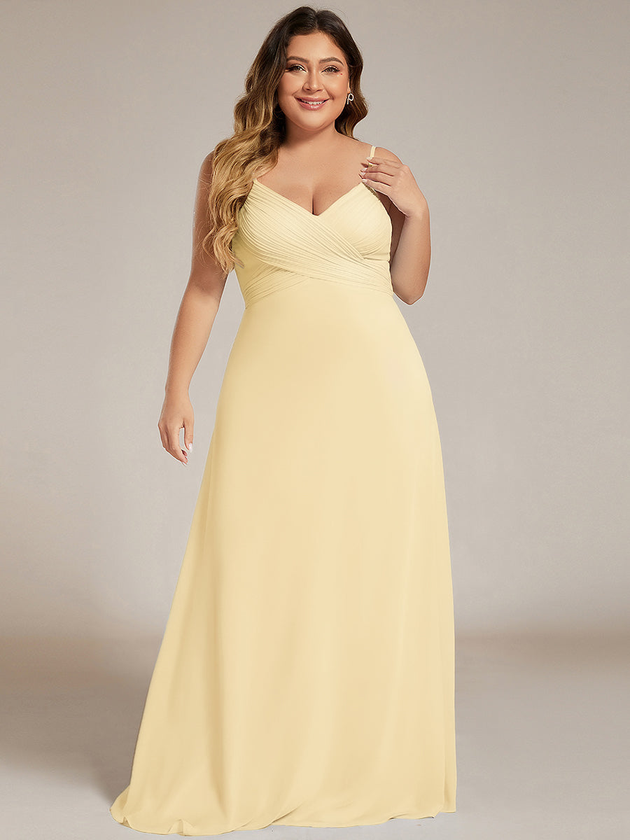 Robe de demoiselle d'honneur drapée au dos avec décolleté en cœur #Couleur_Jaune