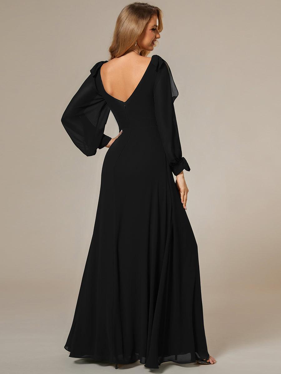 Robe invitée mariage à manches fendues et dos nu #Couleur_Noir