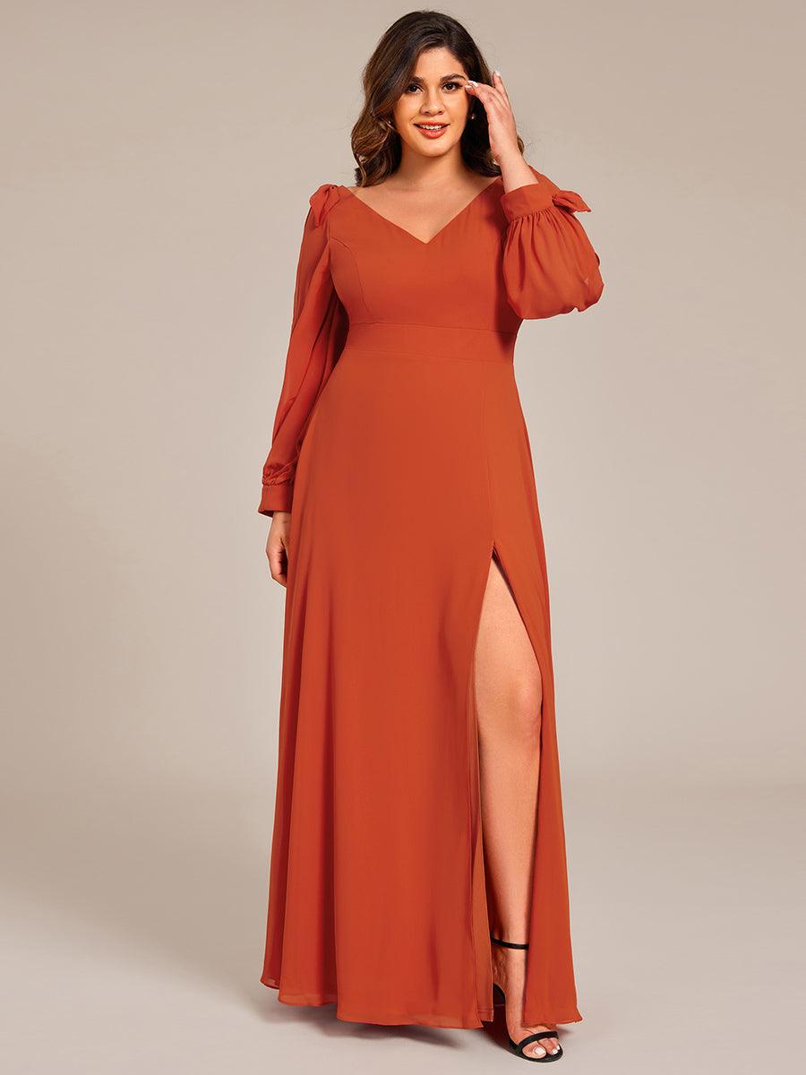 Robe invitée mariage à manches fendues et dos nu #Couleur_Burnt Orange