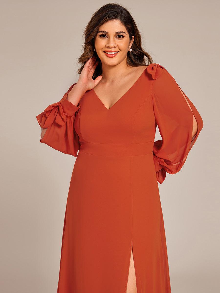 Robe invitée mariage à manches fendues et dos nu #Couleur_Burnt Orange
