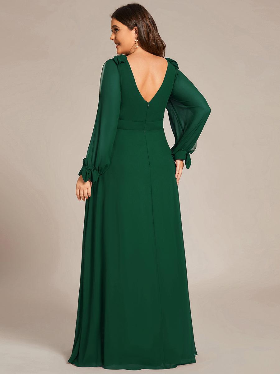 Robe invitée mariage à manches fendues et dos nu #Couleur_Vert Fonce