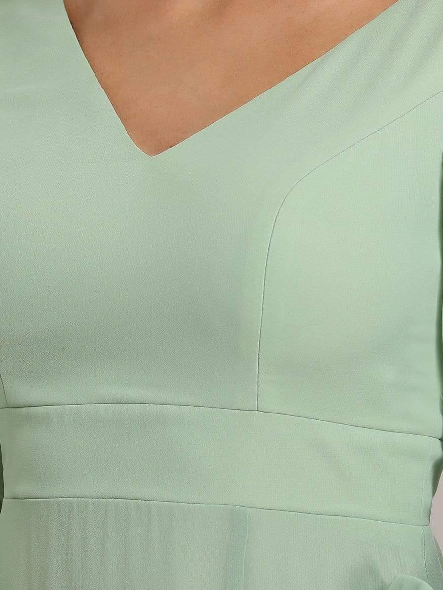 Robe invitée mariage à manches fendues et dos nu #Couleur_Menthe Verte