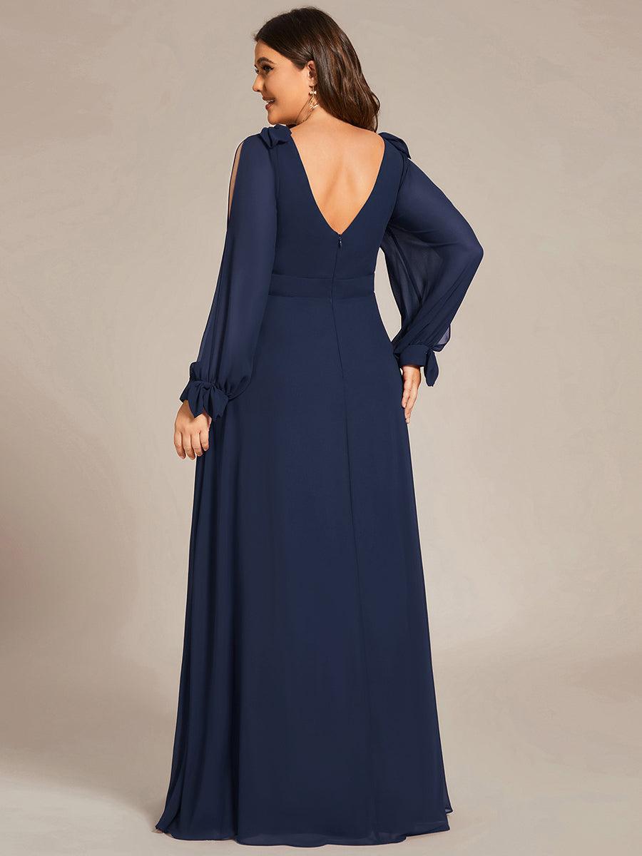 Robe invitée mariage à manches fendues et dos nu #Couleur_Bleu Marine