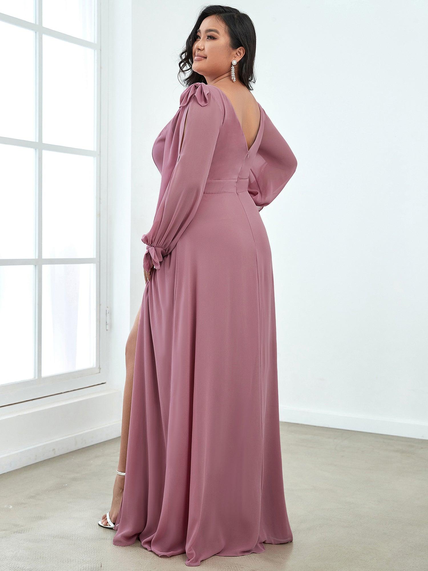 Robe invitée mariage à manches fendues et dos nu #Couleur_Orchidee