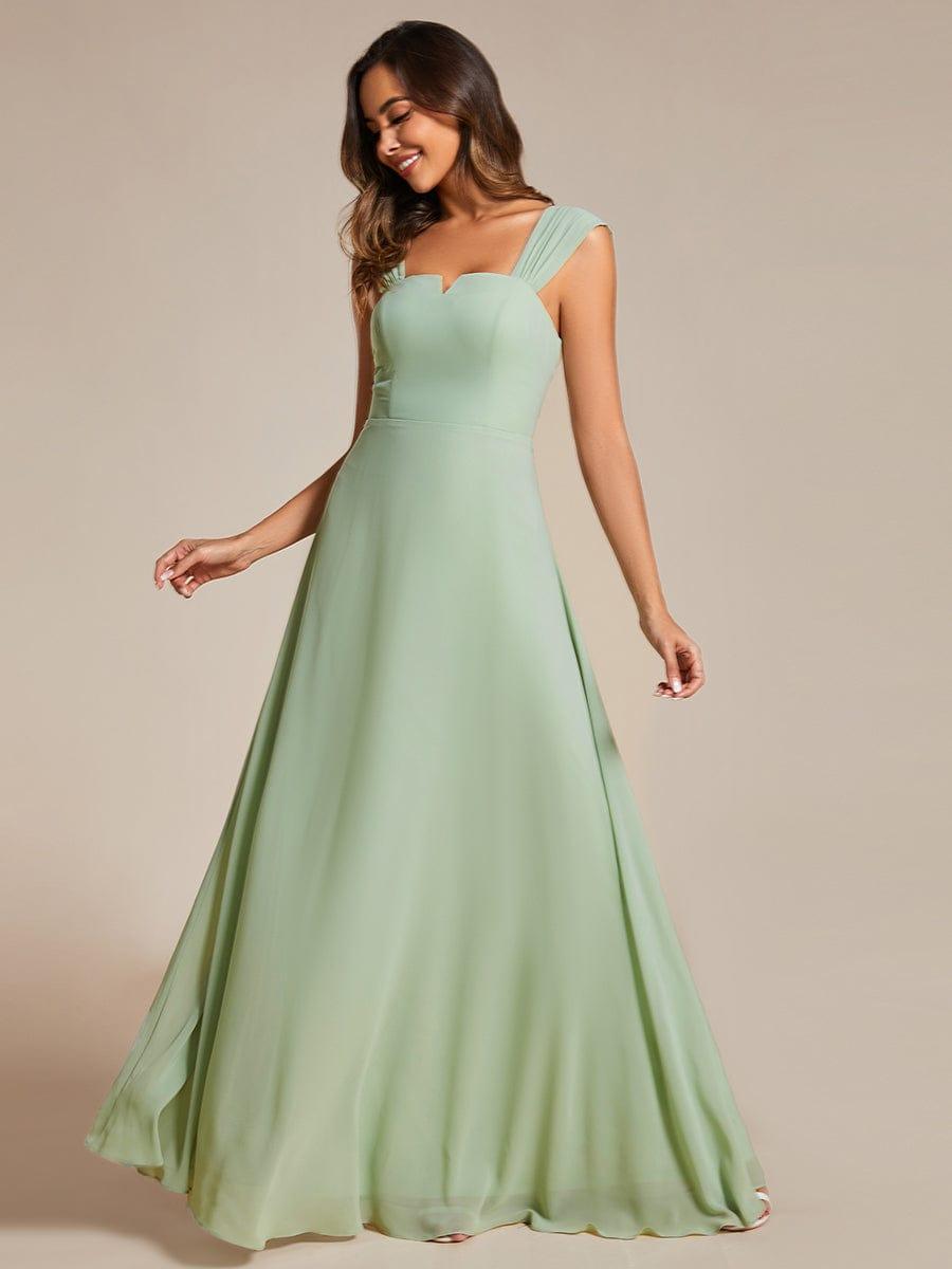 Robe d'invité de mariage trapèze en mousseline fluide à encolure ronde et longueur au genou #Couleur_Menthe Verte