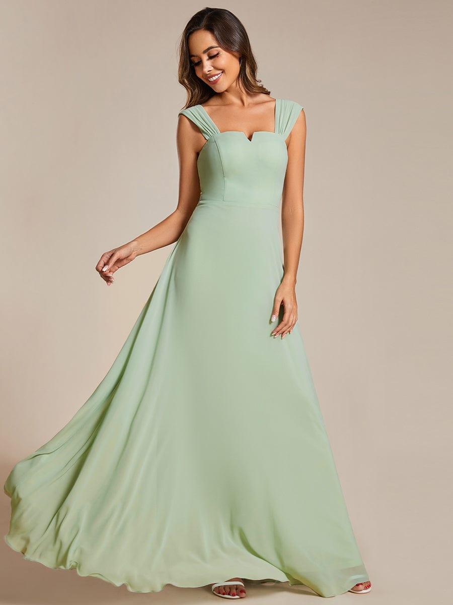 Robe d'invité de mariage trapèze en mousseline fluide à encolure ronde et longueur au genou #Couleur_Menthe Verte