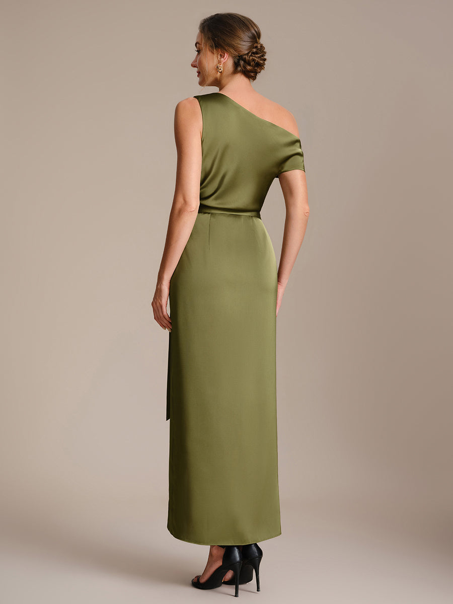 Robe courte à manches courtes dénudées sans élasticité #Couleur_Vert Olive