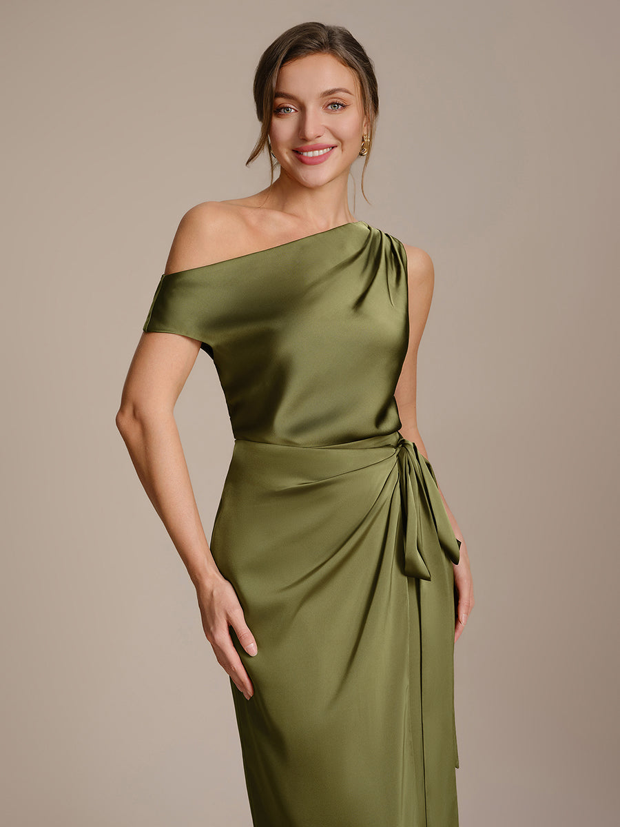 Robe courte à manches courtes dénudées sans élasticité #Couleur_Vert Olive