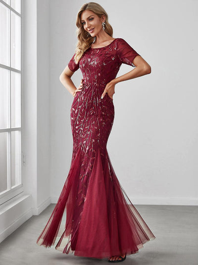 ever JADEN|Robes de soirée Longues Sirène en Tulle à Imprimé Floral et Paillettes