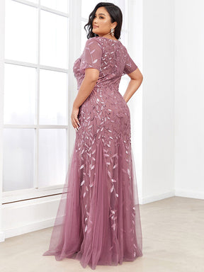 Robe Sirène Grande Taille en Tulle à Imprimé Floral et Paillettes