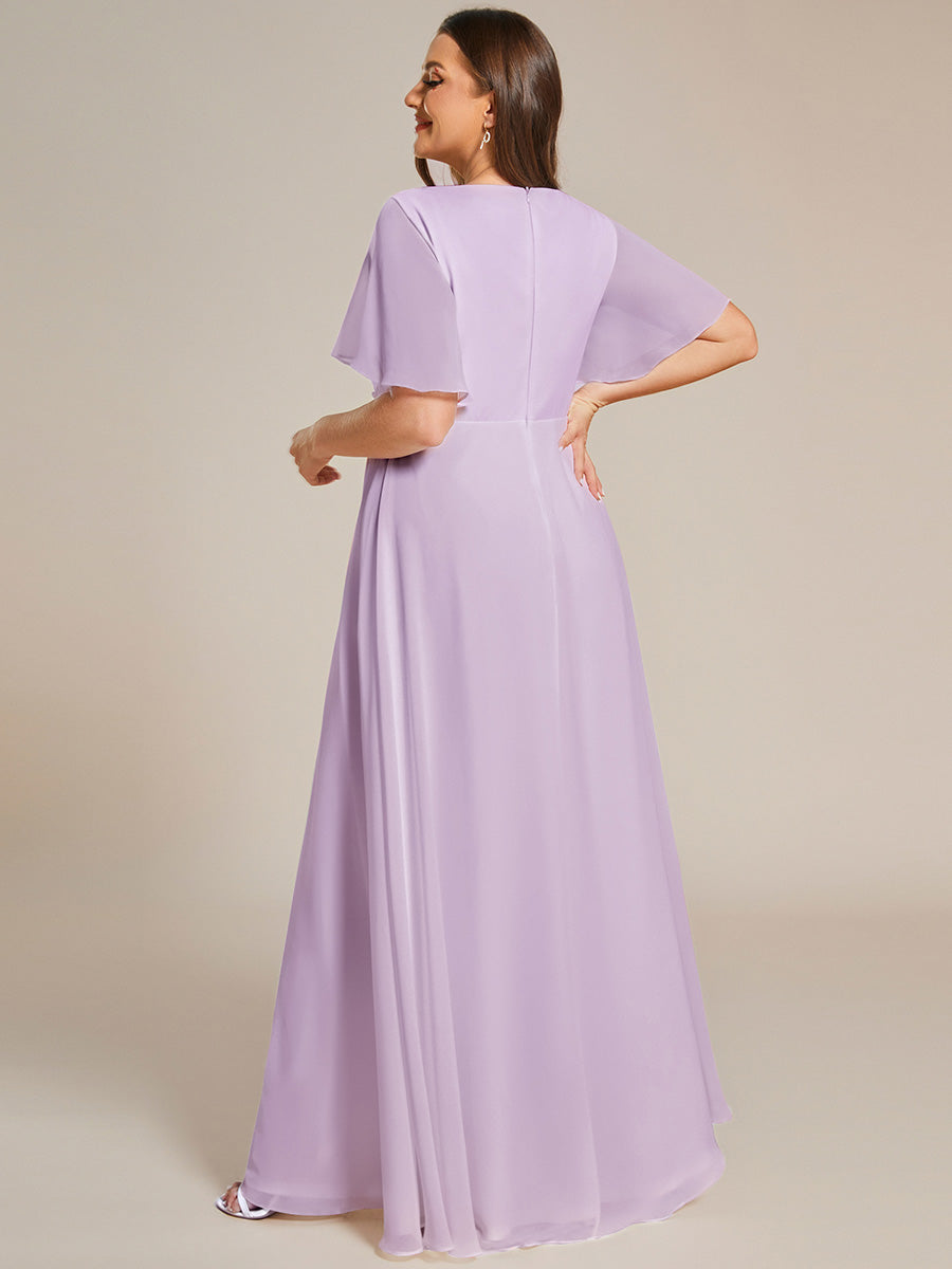 Robe de soirée élégante en mousseline de soie avec manches flottantes #Couleur_Lilas Givré
