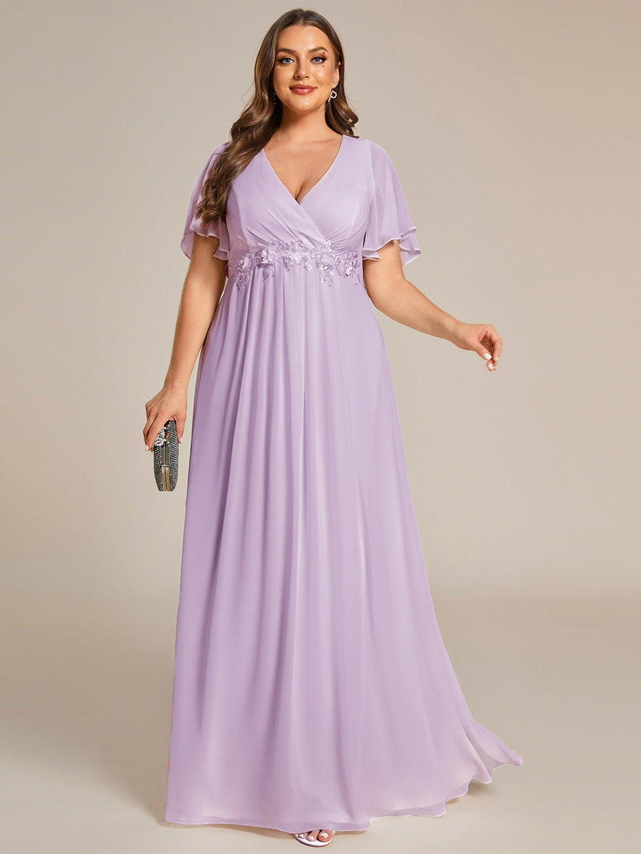 Robe de soirée élégante en mousseline de soie avec manches flottantes#Couleur_Lilas Givré