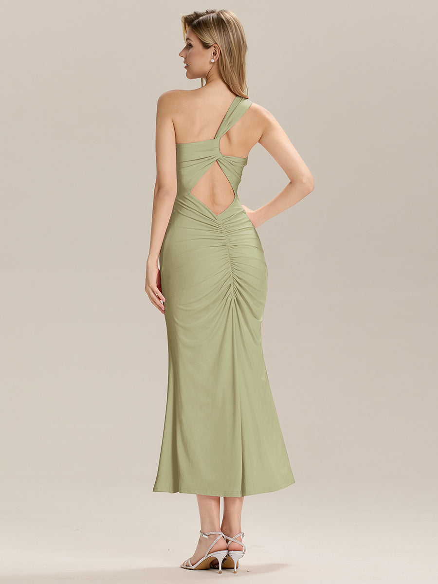 Robe de mariée dos nu fendue sur le côté  #Couleur_Vert sauge