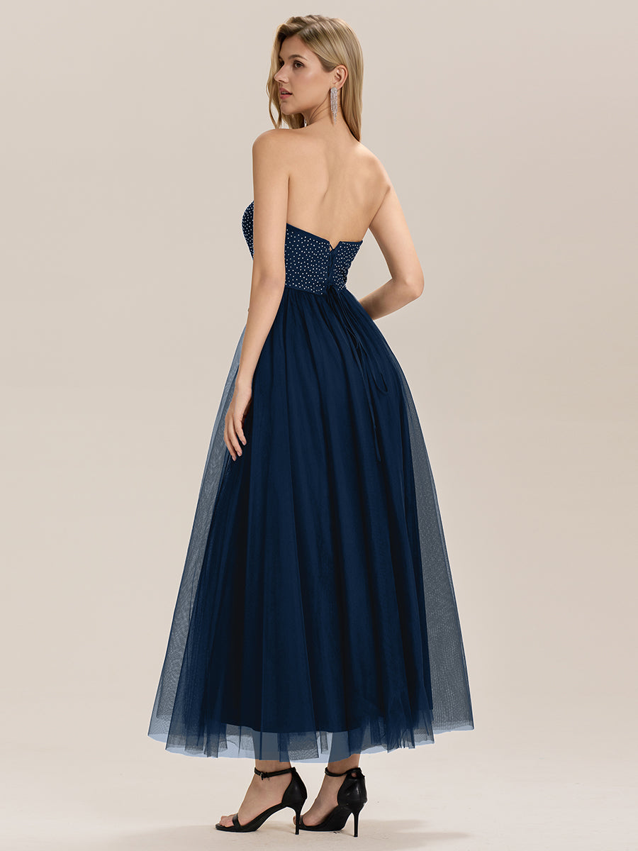 Robe de mariée dos nu fendue sur le côté #Couleur_Bleu Marine