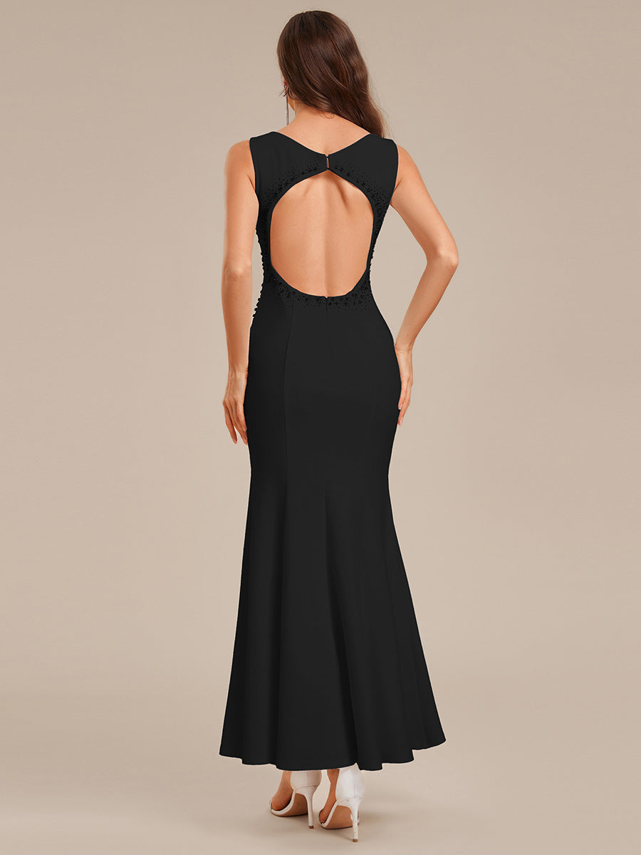 Robe de mariée dos nu fendue sur le côté #Couleur_Noir