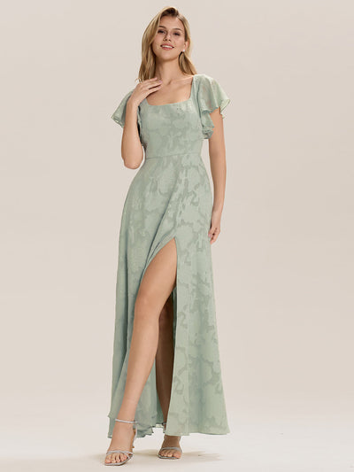 ever ZERENA|Robe en mousseline fleurie à manches volantées