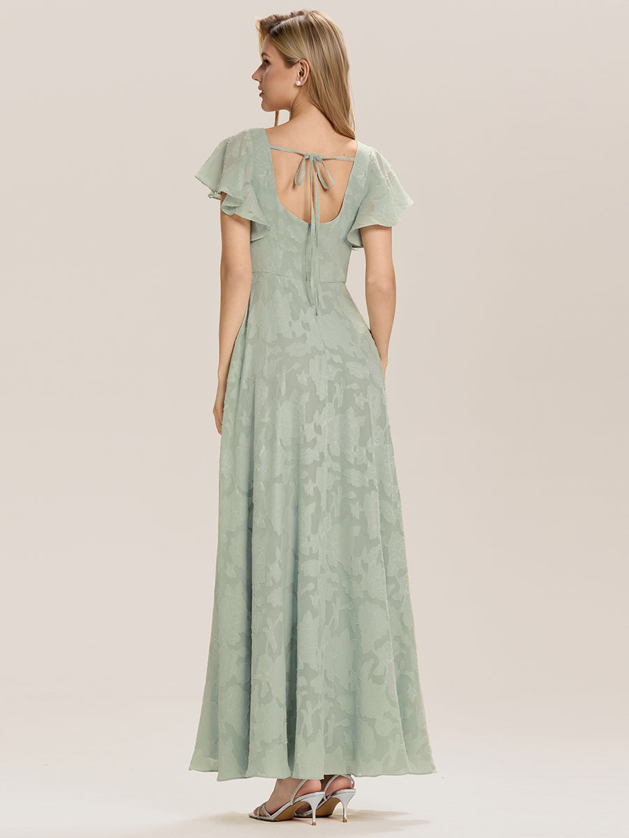 Robe de mariée dos nu fendue sur le côté #Couleur_Menthe Verte