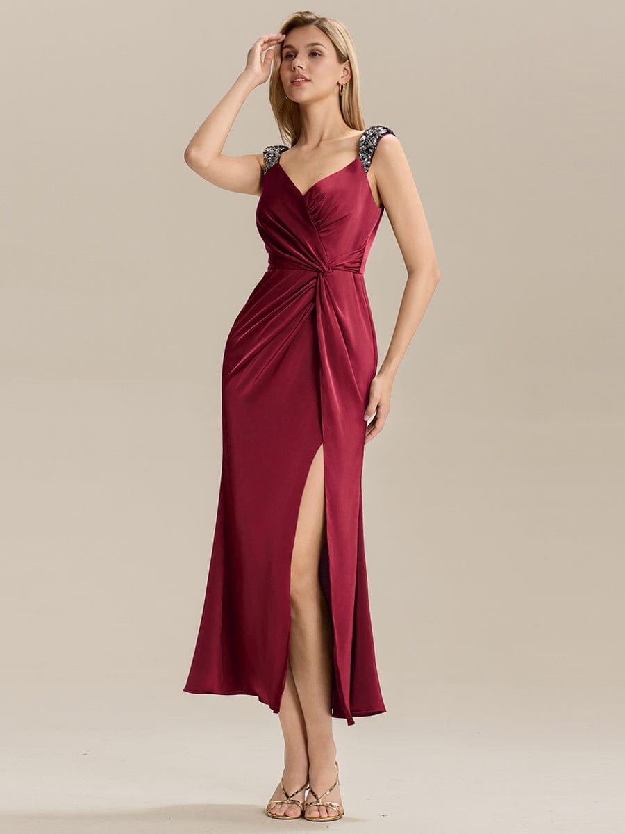 Meilleurs choix de robes de demoiselle d'honneur en satin #Couleur_Bordeaux