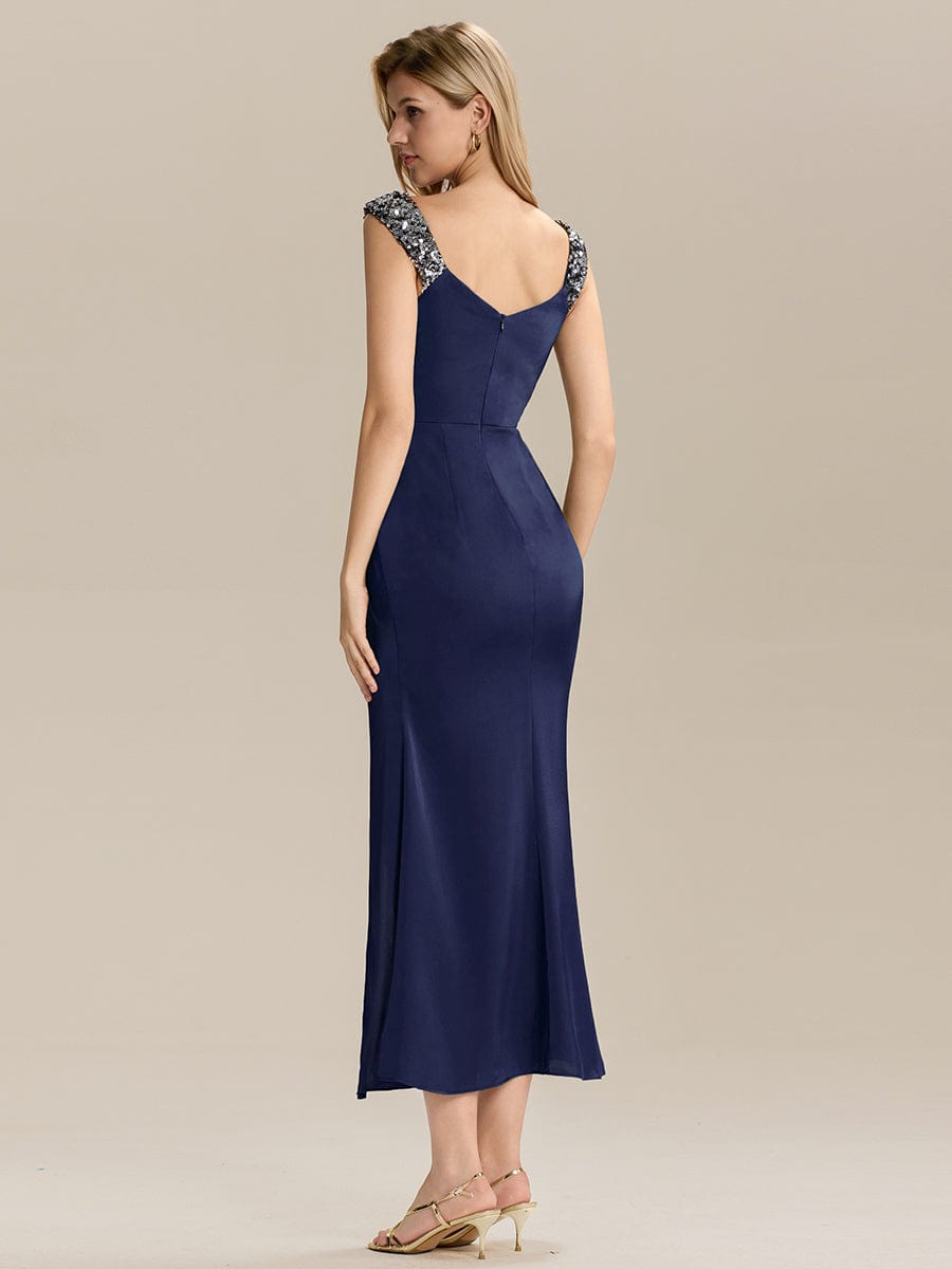 Meilleurs choix de robes de demoiselle d'honneur en satin #Couleur_Bleu Marine