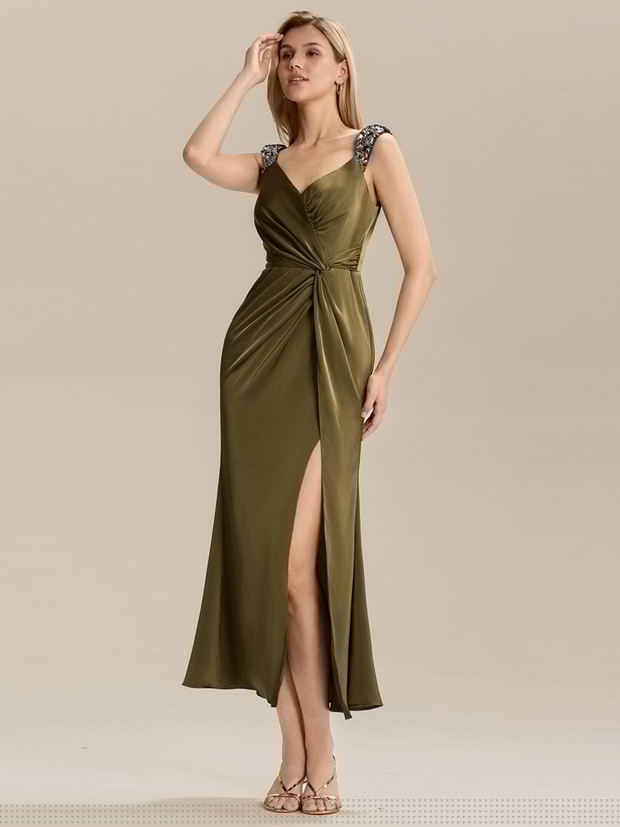 Meilleurs choix de robes de demoiselle d'honneur en satin #Couleur_Vert Olive