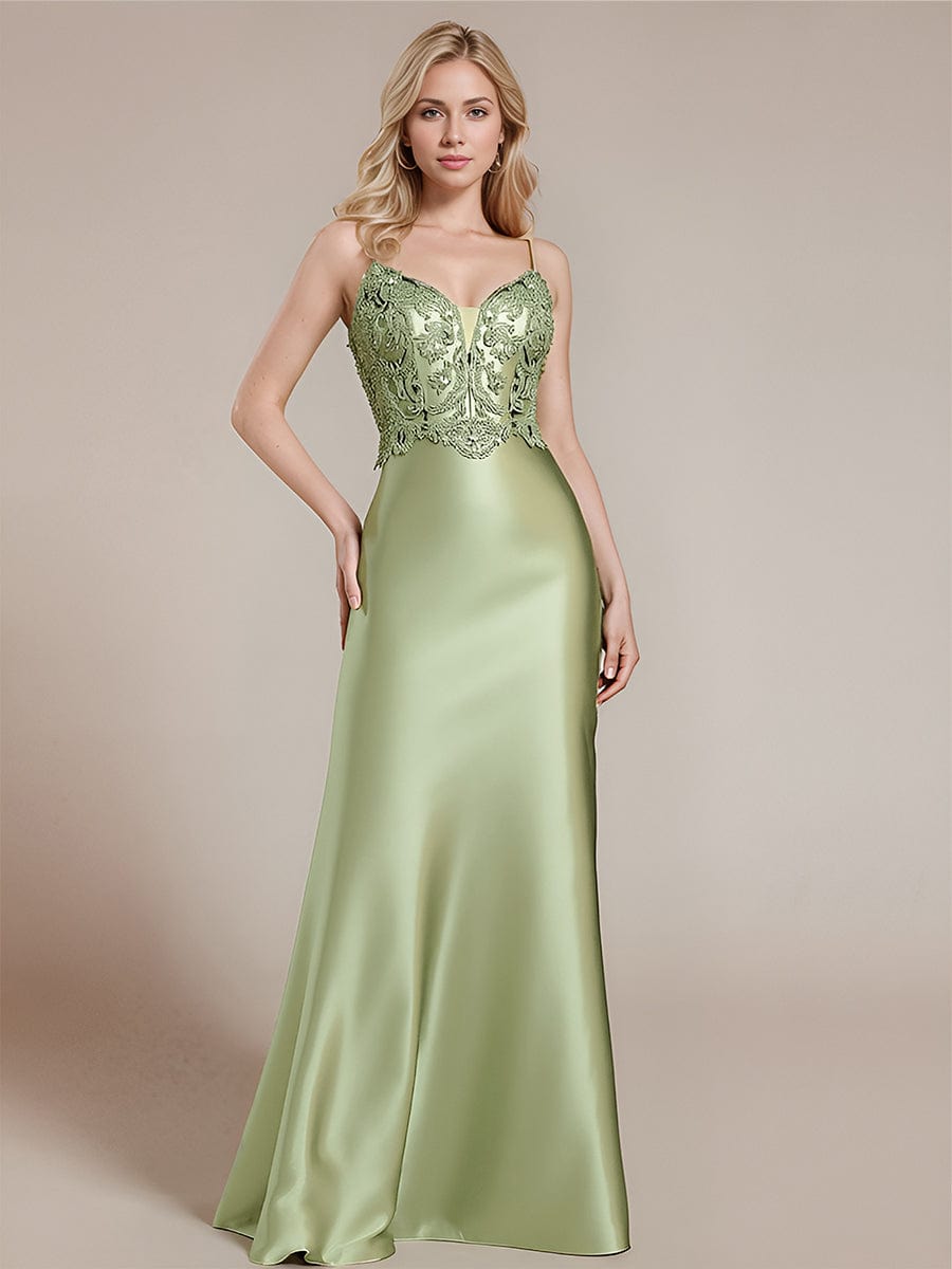 Robe d'invité de mariage trapèze en mousseline fluide à encolure ronde et longueur au genou #Couleur_Menthe Verte