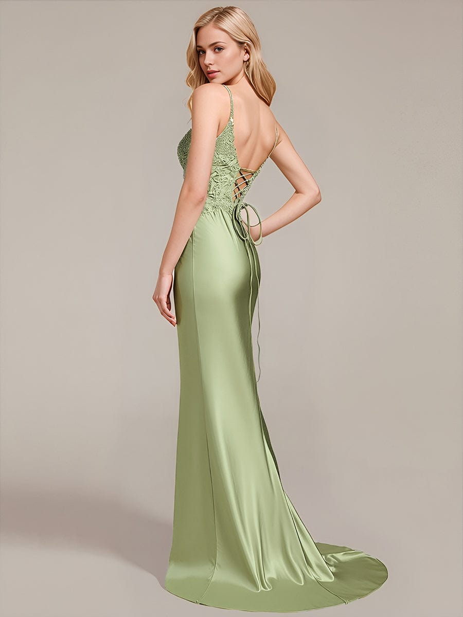 Robe d'invité de mariage trapèze en mousseline fluide à encolure ronde et longueur au genou #Couleur_Menthe Verte